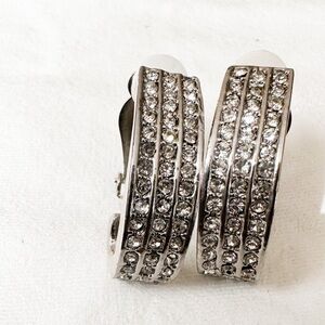 Clip on silver rhinestone earrings